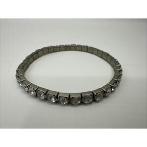Vintage White Clear Rhinestone Stretch Bracelet Fashion Costume Jewelry